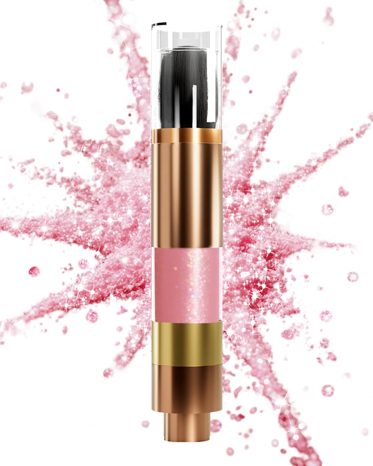 Highlighter Powder with Brush | 3D Contouring & Radiant Glow for Face, Body & Hair | Pearlescent Shimmer, Long-Lasting & Buildable Coverage | Women's Makeup for Daily & Special Occasions