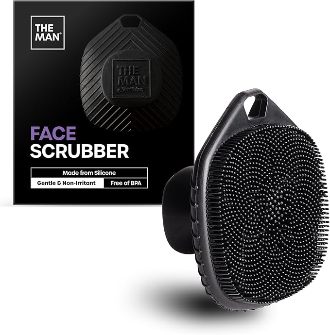 The Man Face Scrubber - Silicone Face Scrubber for Men, Gentle Exfoliating Face Massager, Flex Face Brush for Men, Removes Dead & Dry Skin, Face & Skin Care Scrub, Shower Facial Cleansing Brush