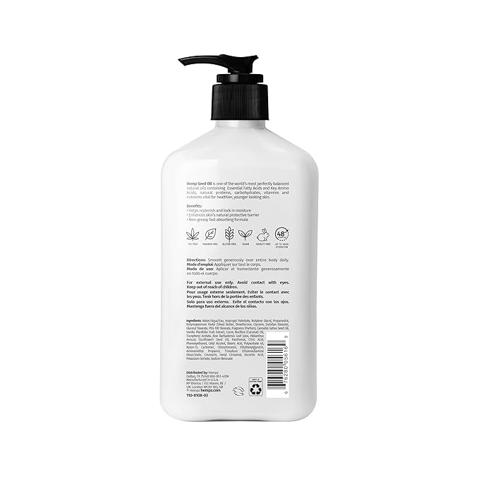 Hempz Whipped Vanilla & Coconut Cream Body & Hand Lotion, Vegan Formula, for Men or Women, 17 oz.