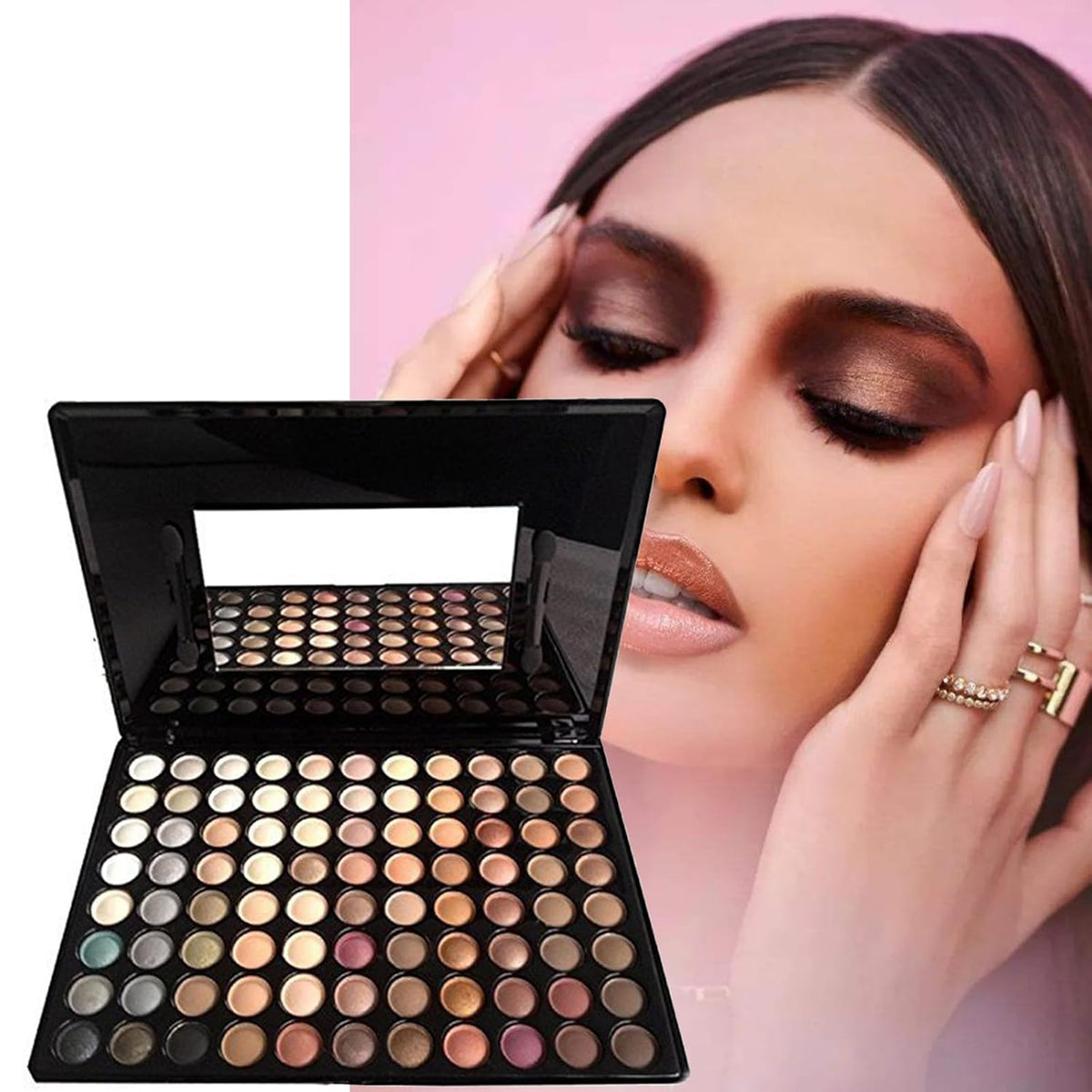 Naked Nude Eyeshadow Palette with Mirror and Eyeshadow Applicators, 88 Color Neutral Warm Matte Shimmer Eye Shadow Palette Makeup for Brown, Green, Blue, Hazel, Grey Eyes Makeup Kit for Women