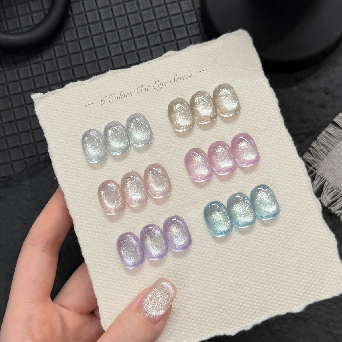 GAOY Cat Eye Gel Nail Polish Set with Magnet for Silver Blue Pink Glitter Holographic Cat Eye, Salon Gel Manicure and Nail Art DIY at Home, Spring Breeze