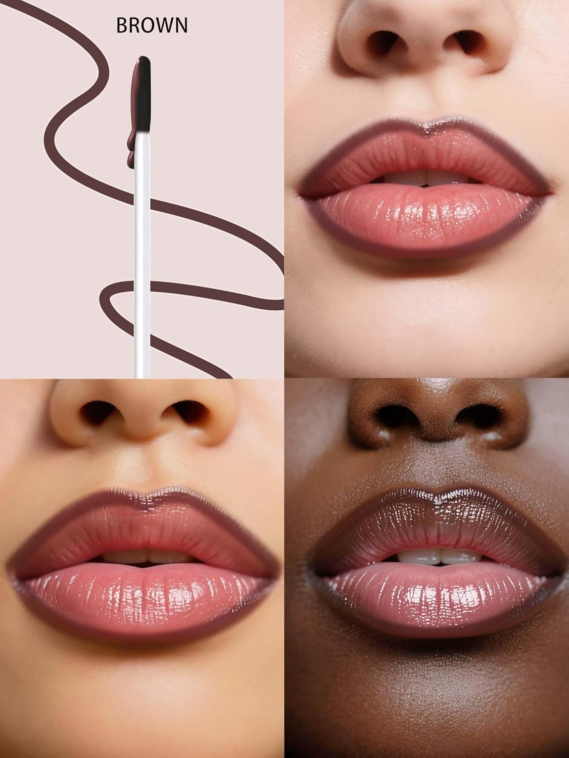 Lip Stain Peel Off Lip Liner Stain with Tweezer, Long Lasting Matte Lip Tint Tattoo, Highly Pigmented Color Lip Makeup, Waterproof Lipstick, Transfer-proof Lipstain for Women, Brown