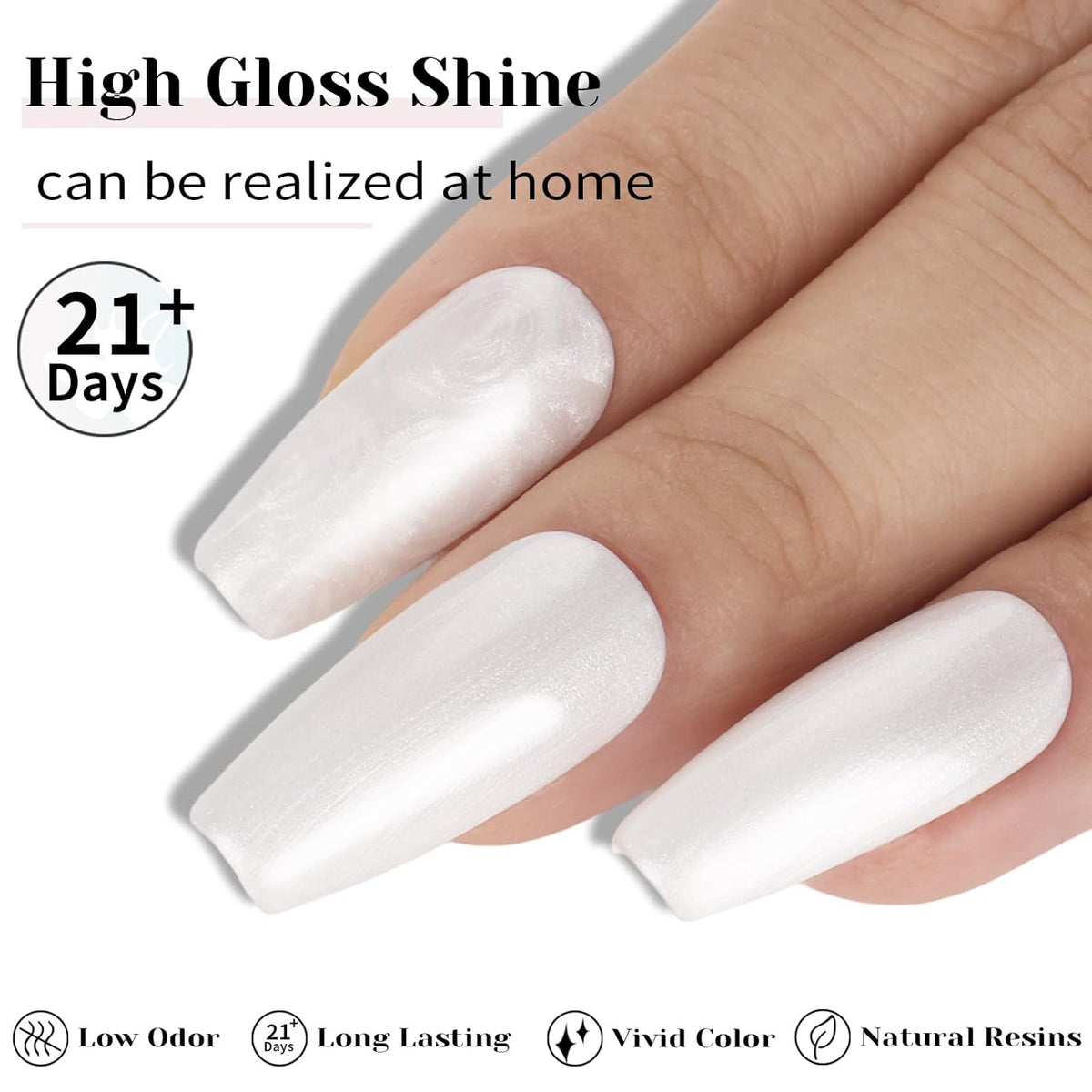 White Pearl Gel Nail Polish - 0.51 fl oz Pearl White Shimmer Gel Polish for Manicure Salon or DIY Nail Art At Home - GP0029
