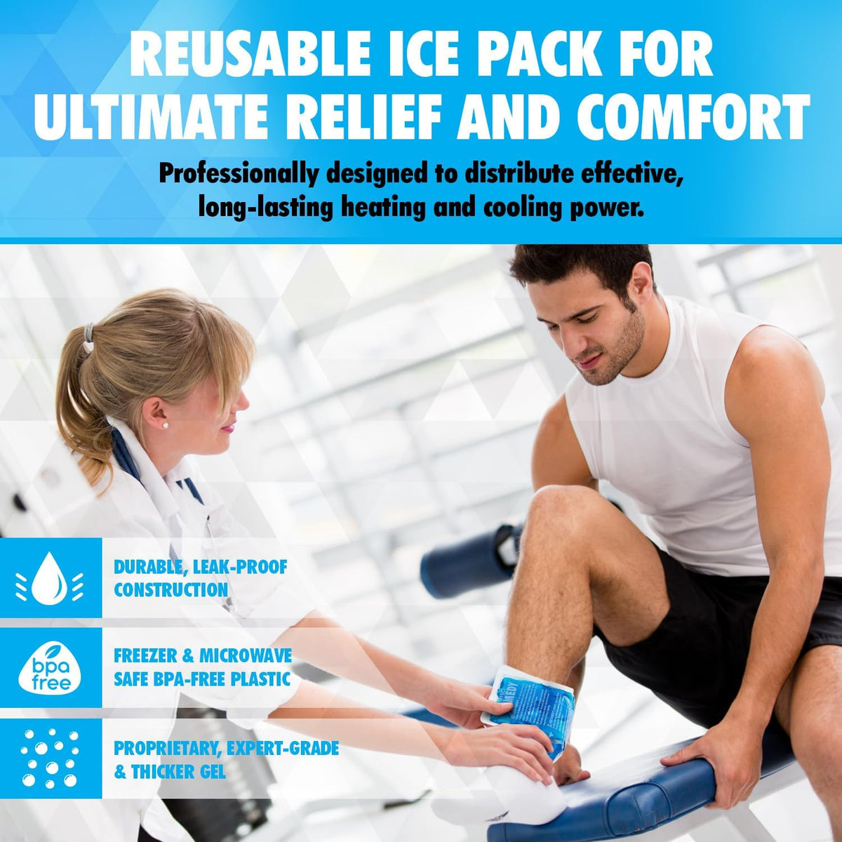 Perfect Remedy Gel Ice Pack - Hot & Cold Compress, Reusable Injury Ice Pack for Knee, Shoulder, Back, Neck, Hip, Ankle, Wrist, Foot Pain Relief & Injury Recovery Soft Gel for Muscle Strain (Blue, Reg)