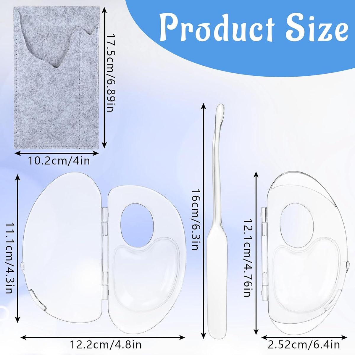 ASTER Clear Makeup Mixing Palette, Hand-Held Makeup Palette Tray for Liquid Foundation, Nail Art Manicure Palette with Mixing Shovel, Acrylic Palette Pigment Palette for Makeup Artist and Beginner