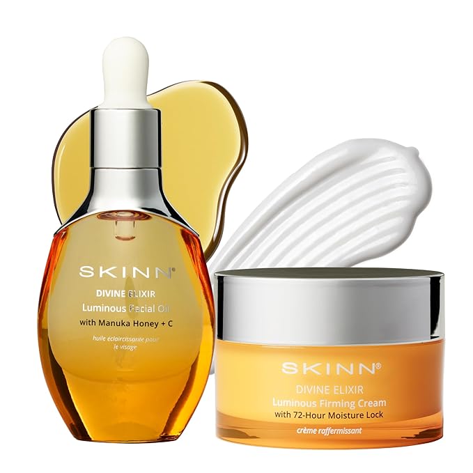 Luminous Facial Oil and Face Firming Cream Set - Anti-Aging Skin Care Duo to Reduce Fine Lines, Wrinkles & Strengthen Skins Barrier with Vitamin C & Manuka Honey