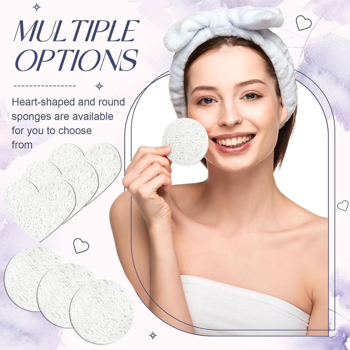 Loopeer 96 Pcs Compressed Facial Sponges with Container Disposable Face Sponge Pads for Washing Face Cleansing Exfoliating Esthetician Makeup Removal(White)