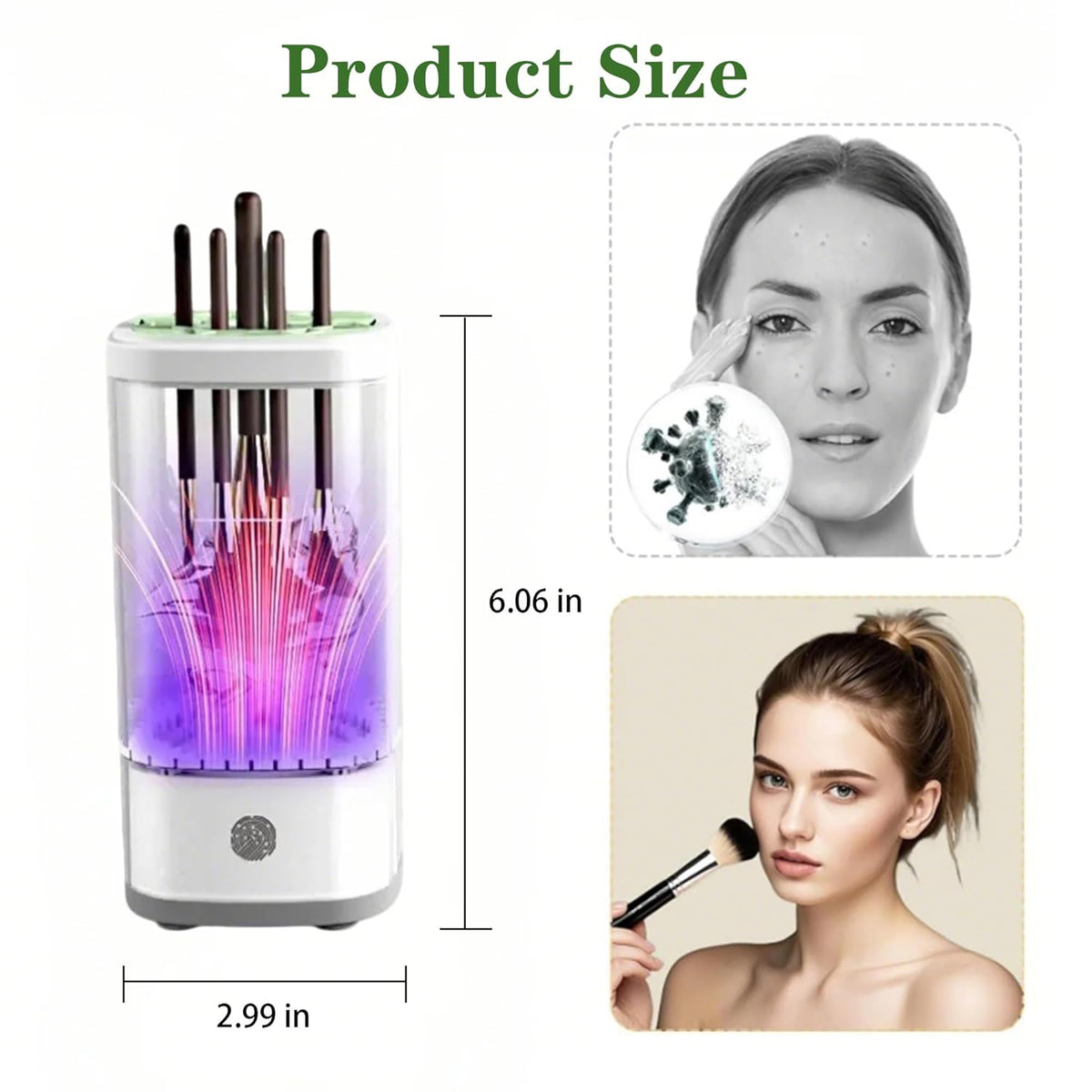 3 IN 1 Automatic Makeup Brush Cleaner-9000 RPM Makeup Brush Cleaner Machine and Dryer Portable Automatic USB Cosmetic Brushes Cleaner Tool for All Size Beauty Makeup Brush Travel Set