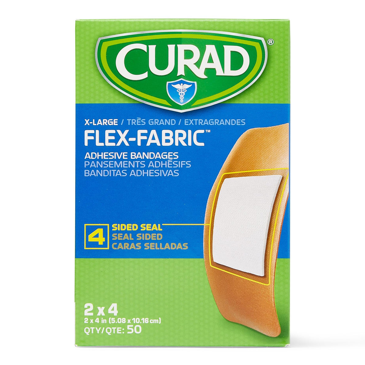 CURAD Flex-Fabric Adhesive Bandages, X-Large 2x4, 50 Count