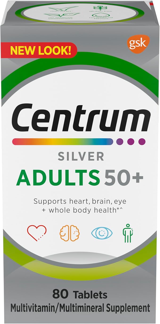 Centrum Silver Adult (80 Count) Multivitamin/Multimineral Supplement Tablet, Vitamin D3, Age 50+