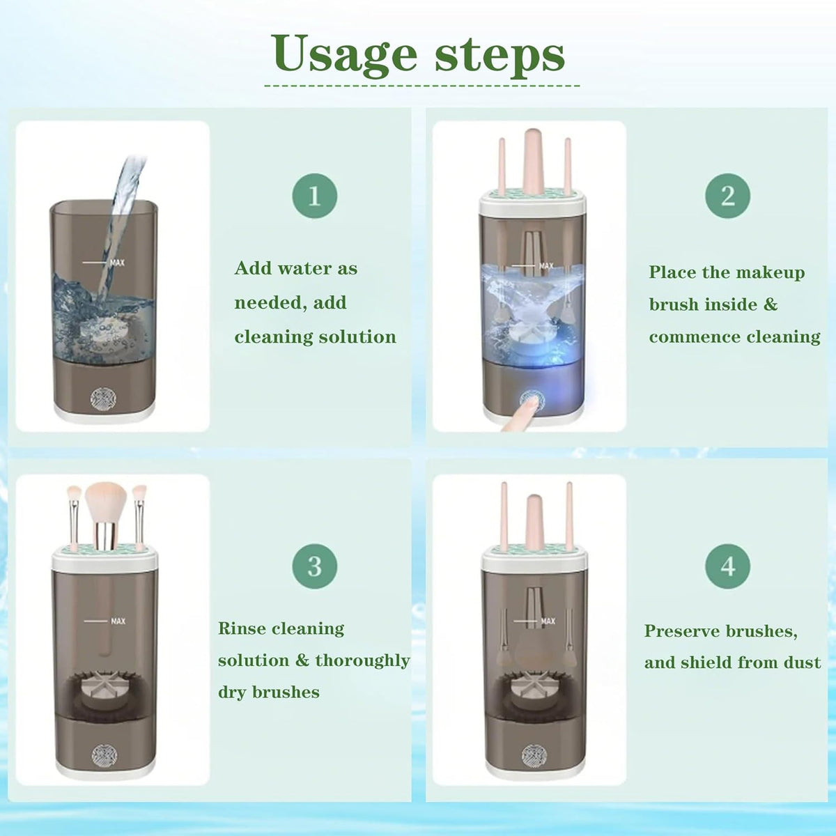 3 IN 1 Automatic Makeup Brush Cleaner-9000 RPM Makeup Brush Cleaner Machine and Dryer Portable Automatic USB Cosmetic Brushes Cleaner Tool for All Size Beauty Makeup Brush Travel Set