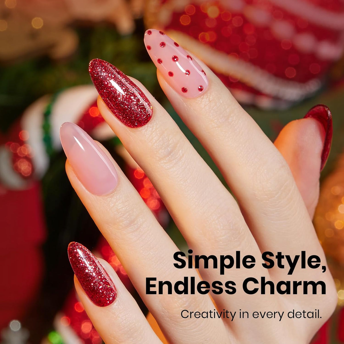 Beetles Christmas Gel Nail Polish – Red Reign Glitter Gel Polish, 15ml Soak Off UV LED Sparkling Holiday Nail Color, Long Lasting Glossy Manicure for Christmas Nail Art and DIY