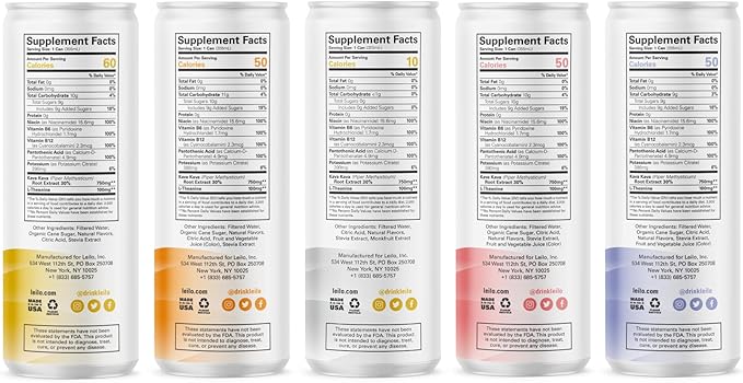 LEILO | Kava Powered Sparkling Relaxation Drink | Variety Sampler 6-Pack – Non-ALC Calming Beverage – Includes (3) Classic & (3) Mocktail Flavors | 12 fl oz Cans (Pack of 6)