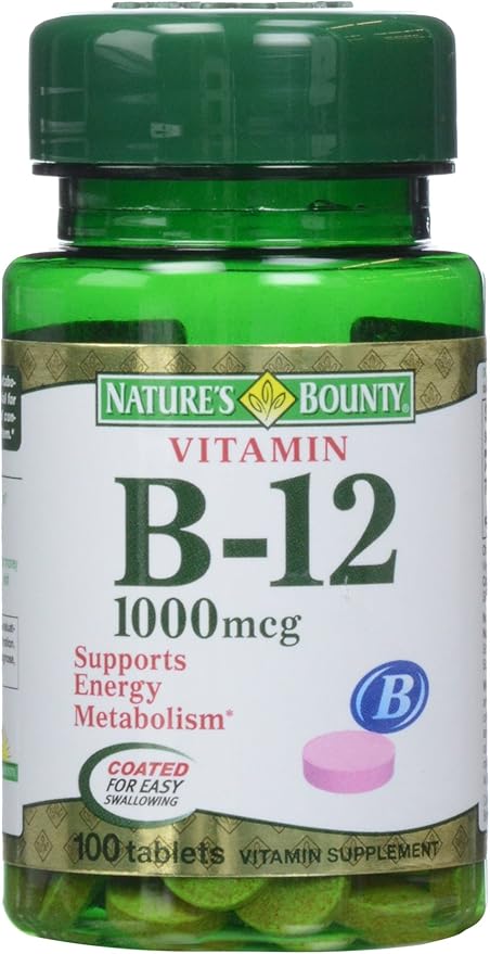 Nature's Bounty Vitamin B-12 1000 mcg Tablets, 100 Count (Pack of 1)