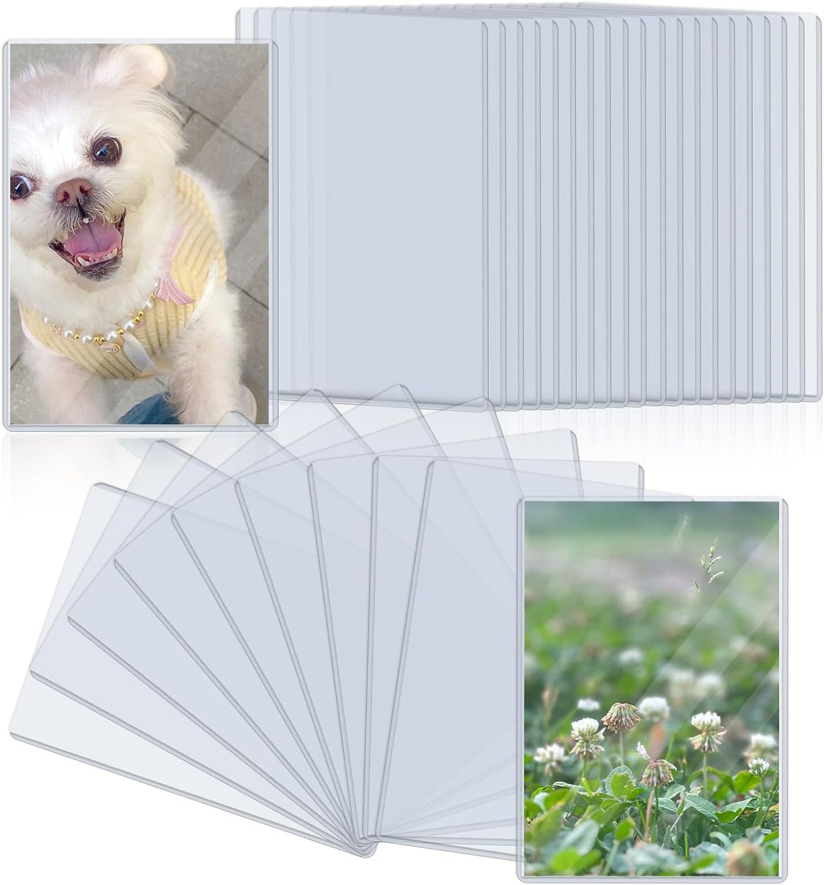 5" x 7" Photo Postcard Protectors, Rigid Hard Print Protectors, Clear Waterproof Protectors, Paper Sleeves Photo Plastic Sleeves Document Holder, Memories and Collectibles Storage (30 Pack)