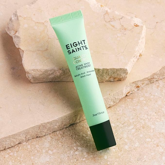 Eight Saints Quality Control Acne Treatment For Face Pimples and Zits with 2% BHA Salicylic Acid, Natural and Organic Acne Spot Treatment, Fast Acne Relief, 0.5 oz