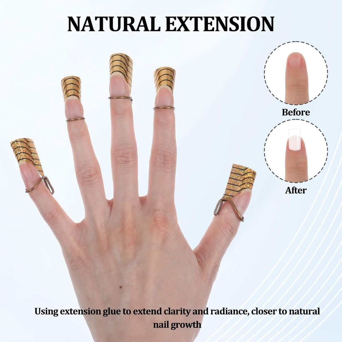 20 Pcs Nail Extension Forms, Reusable Nail Forms for Nails Extension Tips, Nails Form for Builder Gel, Acrylic UV Gel Protector for Salon Home Supply Manicure Tool