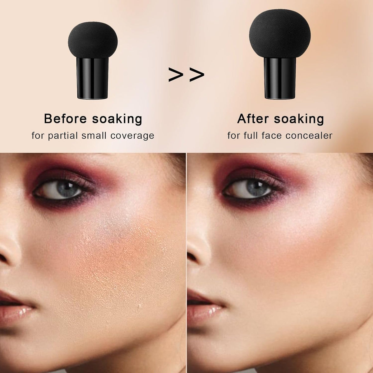 Mushroom Head Air Cushion CC Cream - BB Cream Face Makeup for Mature Skin, Moisturizing Cover Balm Foundation & Long-Lasting Color Correcting Concealer, Even Skin Tone for All Skin Types (Ivory)