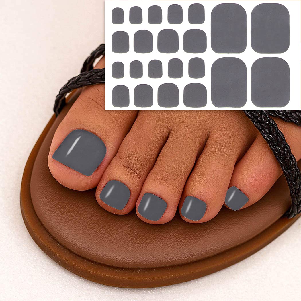 WOKOTO 20 Sheets Full Toe Nail Wraps Self-Adhesive Solid Color Toenail Nail Polish Strips Stickers for Toe Nails Stickers Decals with 1 Piece Nail File Manicure Kit Stick On Nails Color Strips