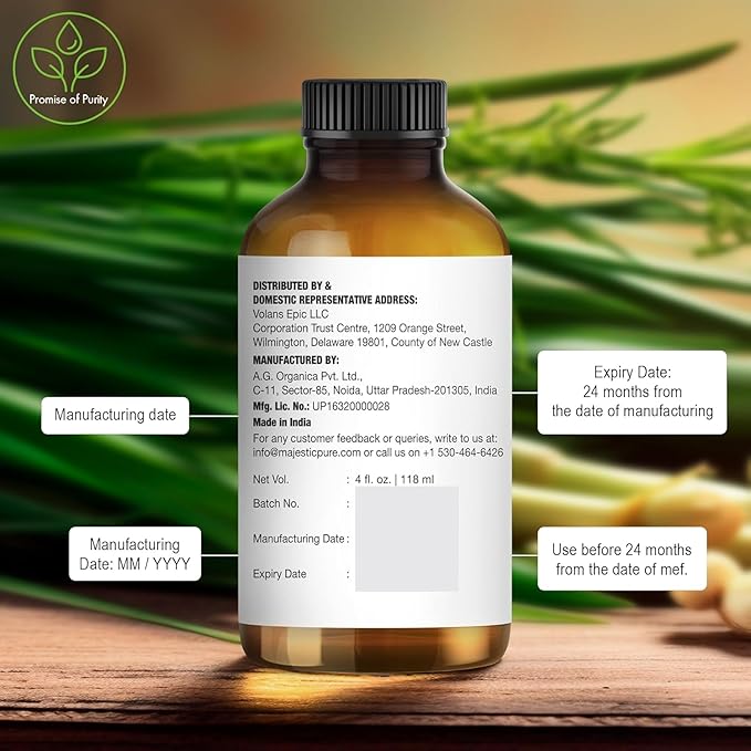 MAJESTIC PURE Lemongrass Essential Oil | 100% Pure and Natural Oil | Premium Grade Essential Oils for Hair Care, Home Diffusers, Skin, Aromatherapy, Massage and Humidifiers | 4 Fl Oz (Pack of 2)
