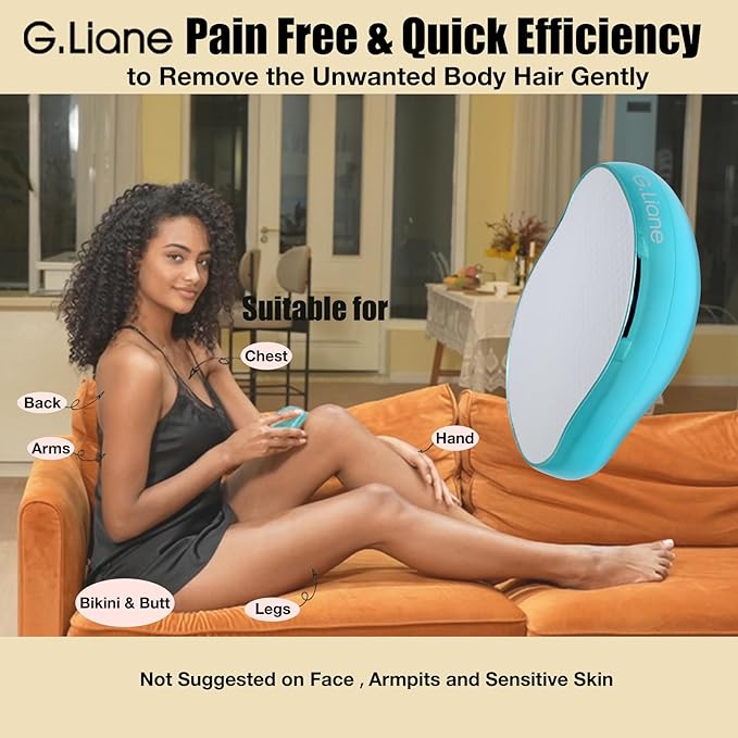 Crystal Hair Eraser,Upgraded Painless Crystal Hair Remover,Effective Nano Glass Hair Removal Device and Skin Exfoliation,Body Epilator for Women and Men(Aqua)