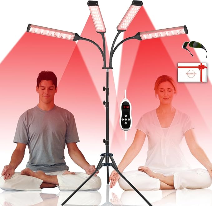 Red Light Therapy Lamp for Body Treatment with Adjustable Height Stand, 660nm, 850,940nm - Alleviate Muscle Soreness,4head B