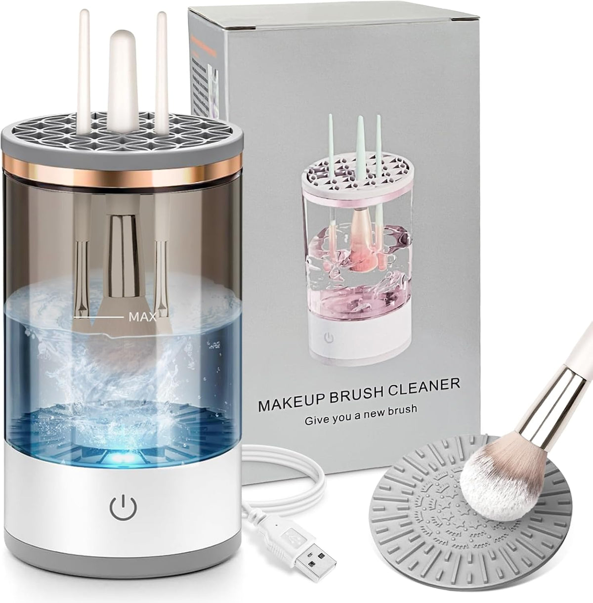 Electric Makeup Brush Cleaner, Quick Efficient Machine for Deep Cleaning All Types of Brushes, Portable Compact Design for Travel Home Use, for Makeup Lovers & Professionals