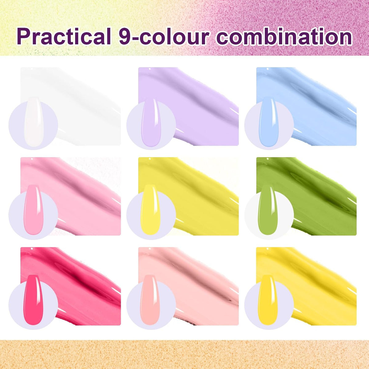 Gradient Painting Gel, 9 Bright Macaron Colors Ombre Gel Nail Polish Spring Summer Soft Pink light Blue for Pigment Pat Nails Aura Nails French Manicure Soak Off UV Fairy Spring Set