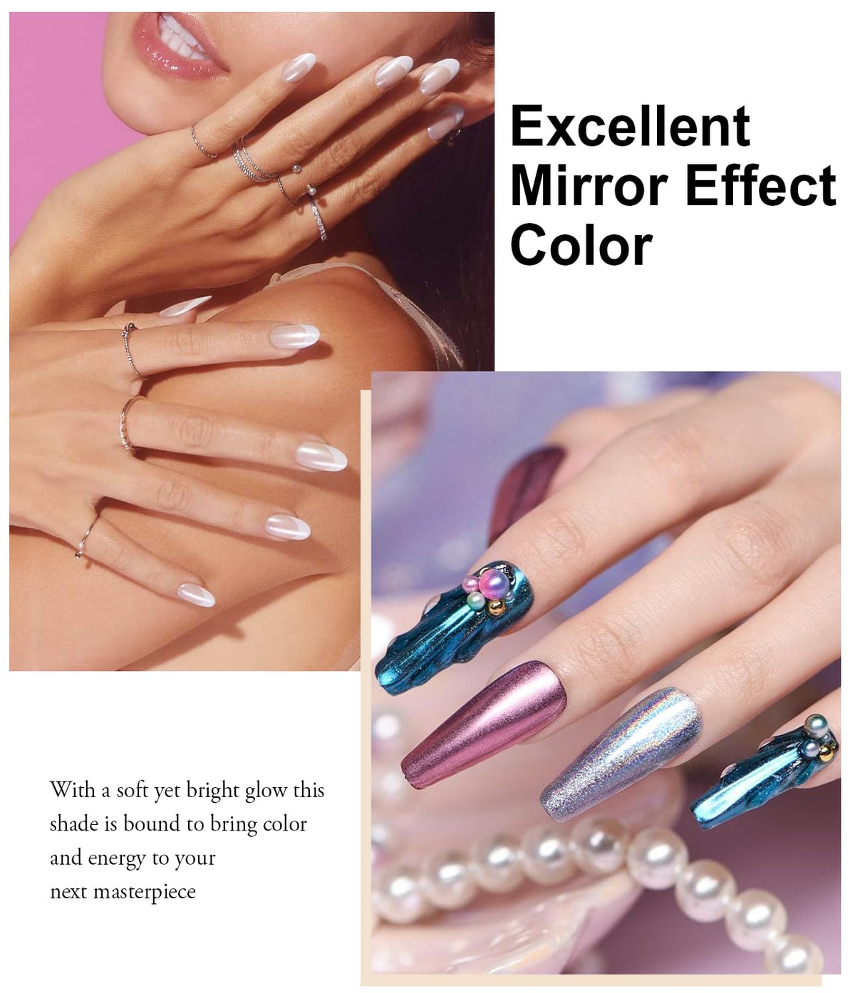 24Pcs Chrome Nail Powder - Metallic Mirror Effect Holographic Aurora Iridescent Pearlescent Nail Chrome Powder for Gel Nails DIY Manicure Nail Art Decoration Gift for Women