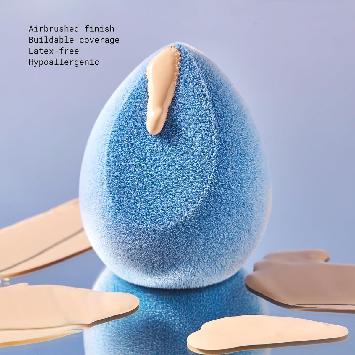 JUNO & Co. Microfiber Makeup Sponge, Dual Layer Technology for Full Coverage Flawless Makeup Blender for Foundation, Powder and Cream (Velvet Style and Blue Color)