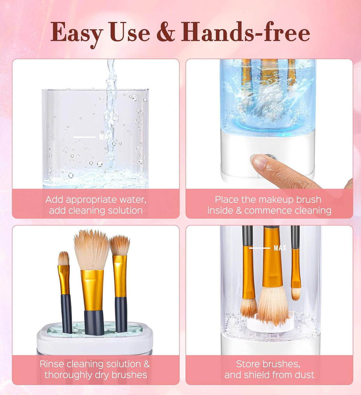 Electric Makeup Brush Cleaner, 7000 RPM Makeup Brush Cleaner Machine, Efficient Automatic Portable USB Cleaner Tool for All Types of Makeup Brushes, Convenient Makeup Brush Cleaning-Transparent ﻿
