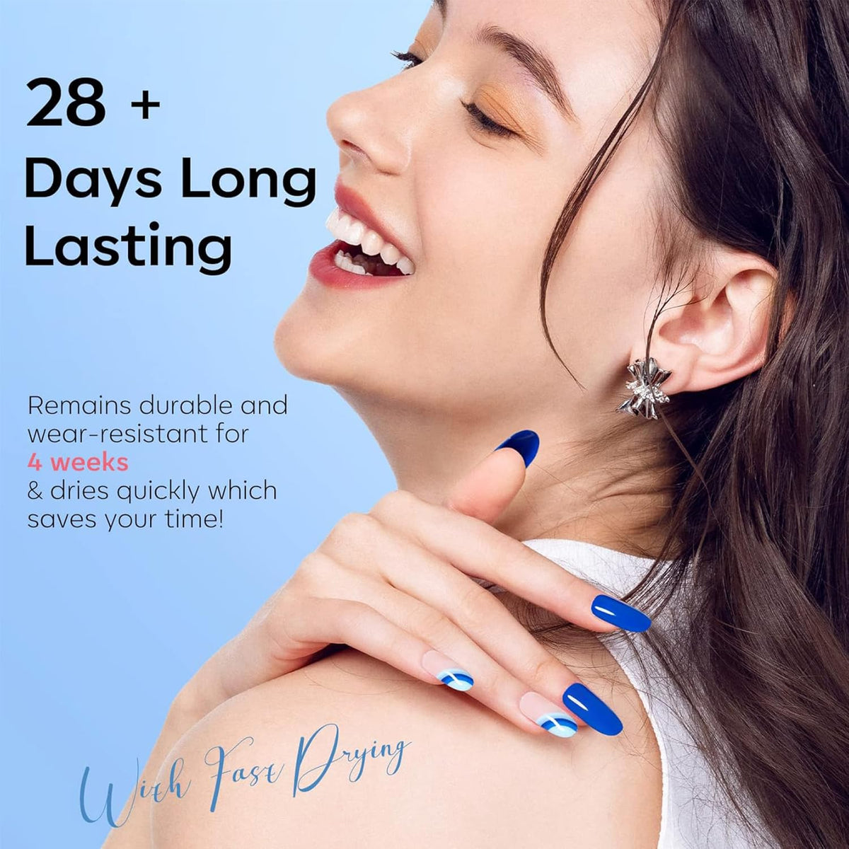 modelones Blue Gel Nail Polish Set 6 Colors, Royal Navy Sky Icy Klein Blue Glitter Gel Polish Kit Light to Dark Shades Soak Off All Seaones Nail Art Gel Salon DIY Manicure Gift for Women Girl