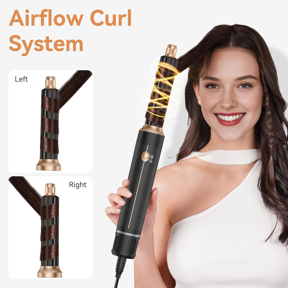 7 in ONE Hair Dryer Brush, Powerful Blow Dryer Brush with Auto- Wrap Curler, Detachable Fast Drying, Volumizing, Curling, Straightening, Ionic Hair Dryer with Diffuser, Hair Styling Tools 100-120V