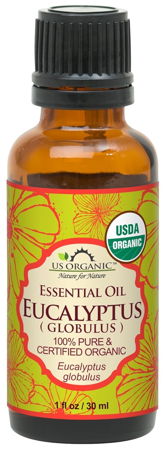 US Organic 100% Pure Eucalyptus Essential Oil (Globulus) - USDA Certified Organic, Steam Distilled - W/Euro droppers (More Size Variations Available) (30 ml / 1 fl oz)
