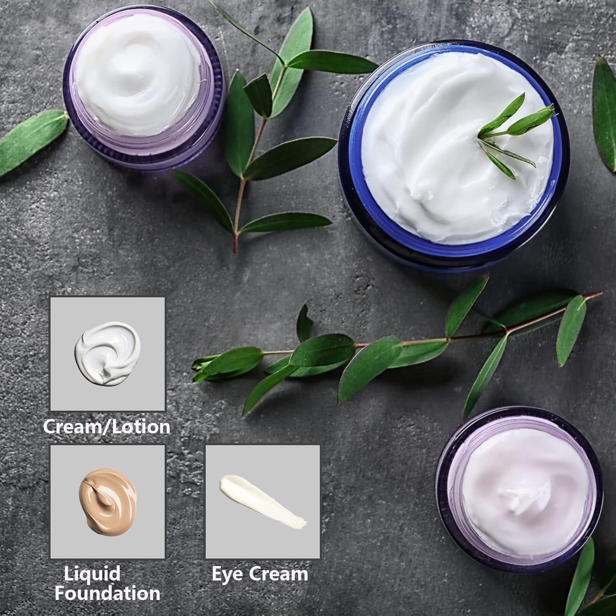 Lil Ray 2 Oz Glass Cream Jars with Gold Lid, Empty Cobalt Blue Glass Containers, Refillable Cosmetic Vials for Lotion, Ointment (12 PCS)