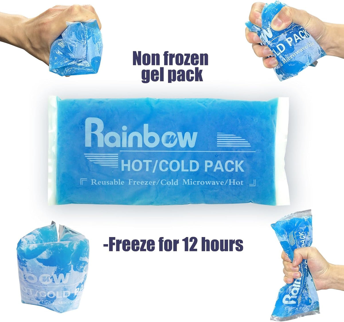 Gel Ice Packs for Head Neck Knee Elbow Wrist Foot Pain Relief (2 Pack) - Ice Packs for Injuries Reusable Gel Hot Cold Pack for Injuries - Flexible Cold Pack for Breast Surgery, Strain, Migraine