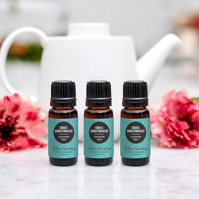 Edens Garden Cough & Congestion Relief Essential Oil Blend- 100% Pure Premium Grade, Undiluted, Natural, Therapeutic, Aromatherapy, The Best for Diffusing, Skin, Humidifiers, Candle 10 ml (.33 fl oz)