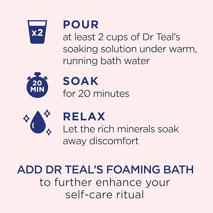 Dr Teal's Salt Soak with Pure Epsom Salt, Restore & Replenish with Pink Himalayan Mineral, 3 lbs (Pack of 2)
