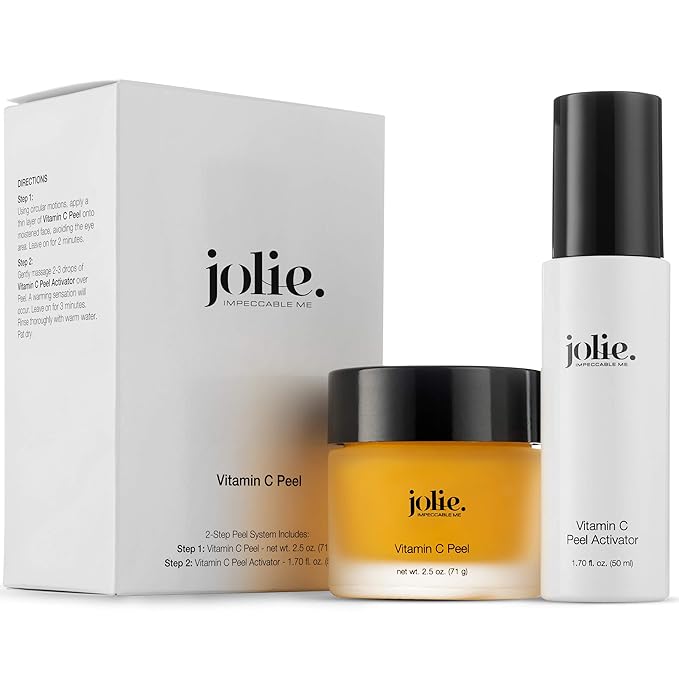Jolie Professional Vitamin C Peel - Gentle Face Brightening & Illumitating Peeling Treatment System - 2 Step Kit