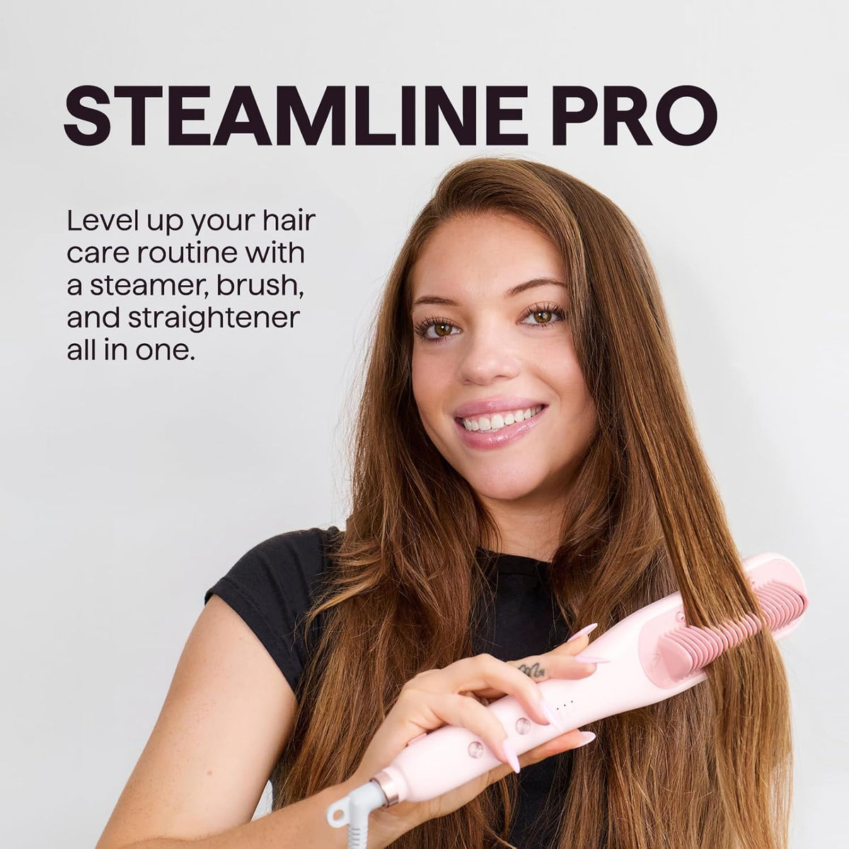 Wavytalk Pro Steam Hair Straightener Brush, Steamline Pro 3 in 1 Straightening Brush, Steam Reduces Damage, Nourishes Hair, and Expedites Straightening