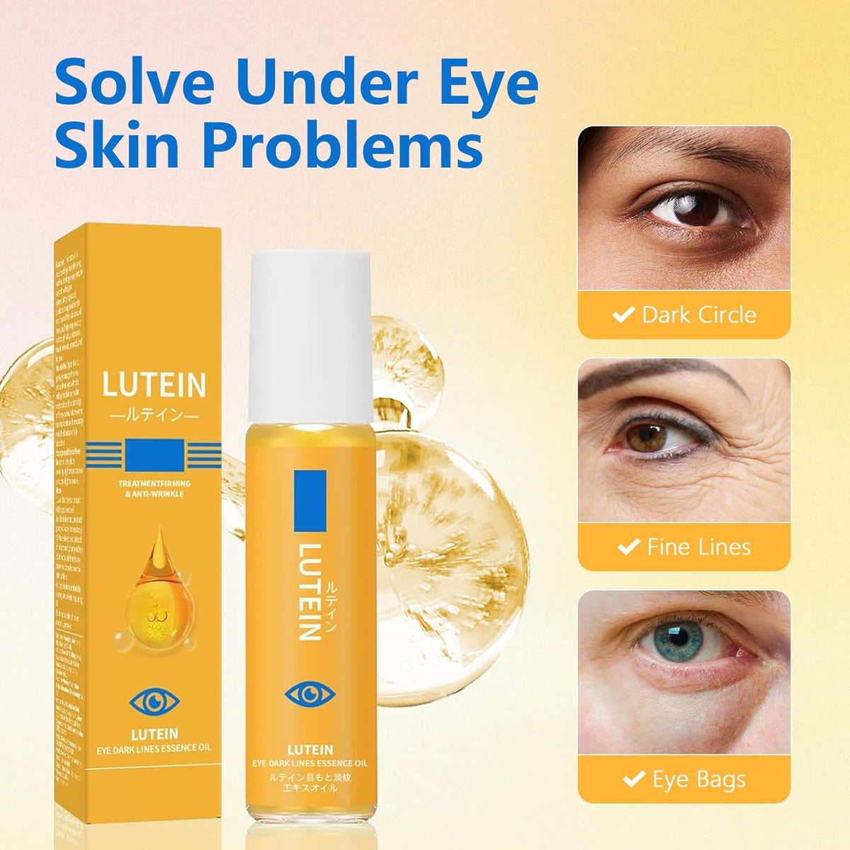 Anti-Wrinkle Eye Serum Oil,Lutein-Anti Wrinkle Eye Serum Oil,Vceye Wrinkle Essenceoil,Lutein Eyes Essence Gel for Women Men (8ml, 3pcs)