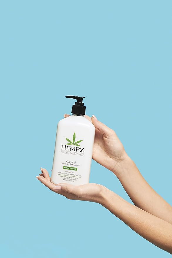 Hempz Original, Natural Hemp Seed Oil Body Moisturizer with Shea Butter and Ginseng, 17 Fl Oz, 3 Pack Bundle - Pure Herbal Skin Lotion for Dryness - Nourishing Vegan Body Cream in Floral and Banana