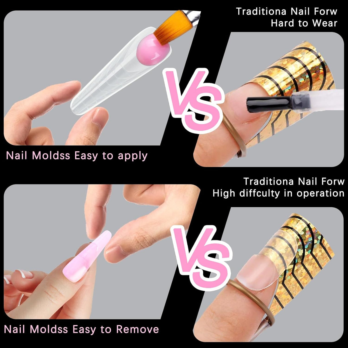 120 Pcs Dual Nail Forms 12 Sizes Half Matte Extension Poly Nail Gel Full Cover Nail Molds With Scale Builder Coffin Nail for Gel Manicure Nail Art Design Salon DIY at Home