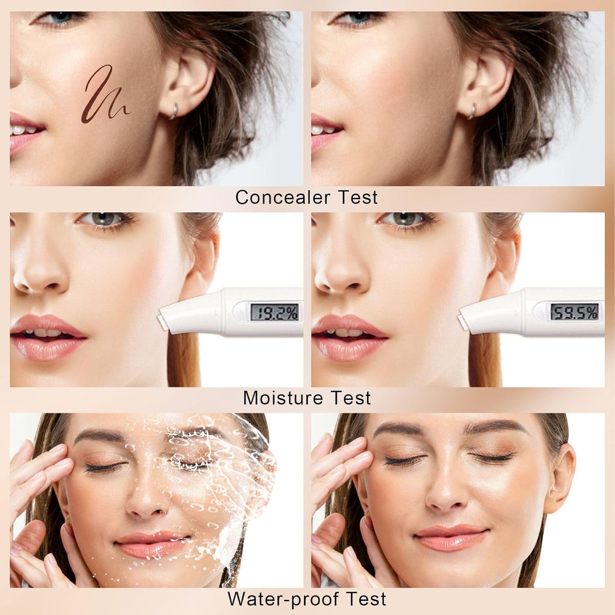 Mushroom Head Air Cushion CC Cream - BB Cream Face Makeup for Mature Skin, Moisturizing Cover Balm Foundation & Long-Lasting Color Correcting Concealer, Even Skin Tone for All Skin Types (Deep Brown)