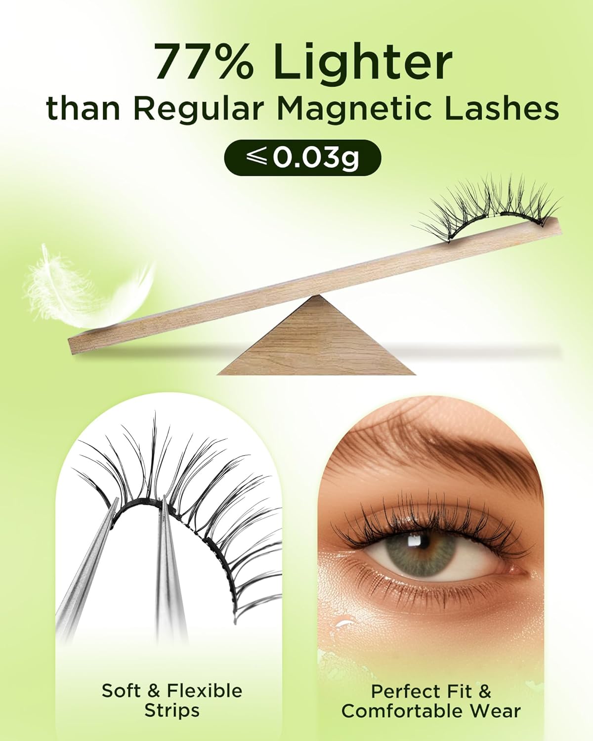 BEYELIAN Magnetic Eyelashes with Applicator Kit, Reusable Natural Look False Lashes, No Glue Needed Soft Magnetic Lashes for Eye MAC-27 (Lightweight & Comfortable)