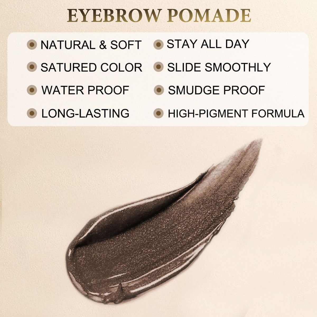 LAVONE Eyebrow Stamp Stencil Kit - Brow Stamp Trio Kit with Waterproof Eyebrow Pencil, Pomade, 20 Stencils, Dual-ended Brush and Sponge Applicator - Dark Brunette