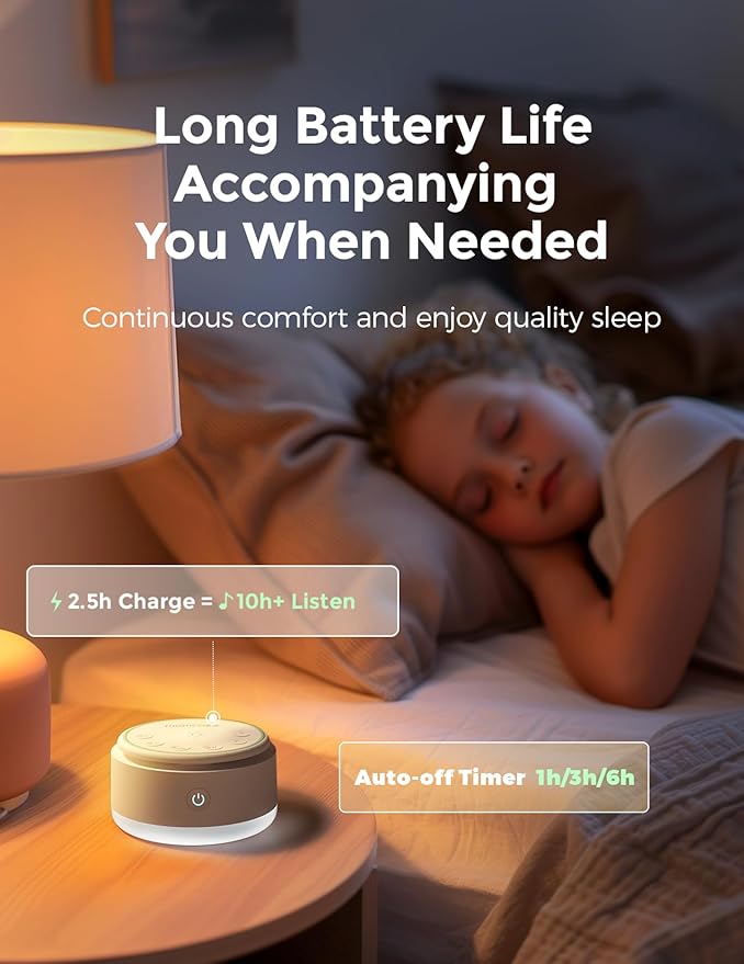 Momcozy Sound Machine for Baby | Portable White Noise Sound Machine for Sleep Rechargeable | 20 Sleep Sounds White Noise Machine with Nursery Night Light | Travel Sleep Sound Machine Battery Based