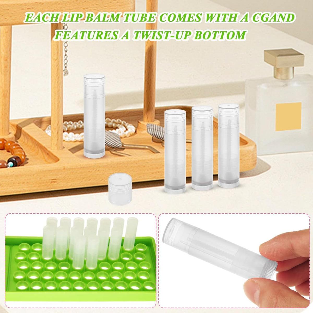 200Pcs Lip Balm Containers, 5.5ml (3/16 Oz) Plastic Clip Balm Tubes, Empty Chapstick Tubes with Filling Tray and Spatula for DIY Homemade Chapsticks Lipsticks and Homemade Solid Perfume