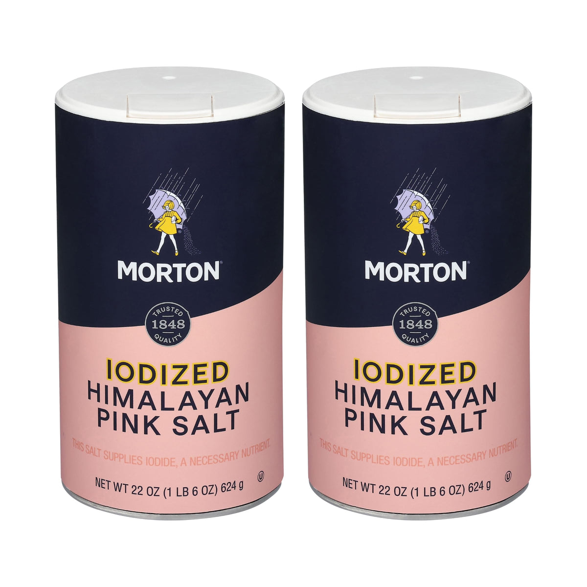 Morton Iodized Himalayan Pink Salt, 22 oz (2 Pack)