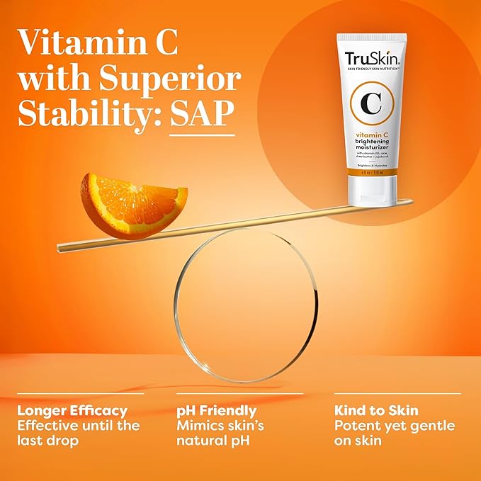 TruSkin Vitamin C Cream for Face – Brightening Moisturizer, Anti Aging, Hydrating, Skin Wrinkle Cream – Vitamin B5, Vitamin E, Jojoba Oil, Aloe Vera & Green Tea, 4 Fl Oz